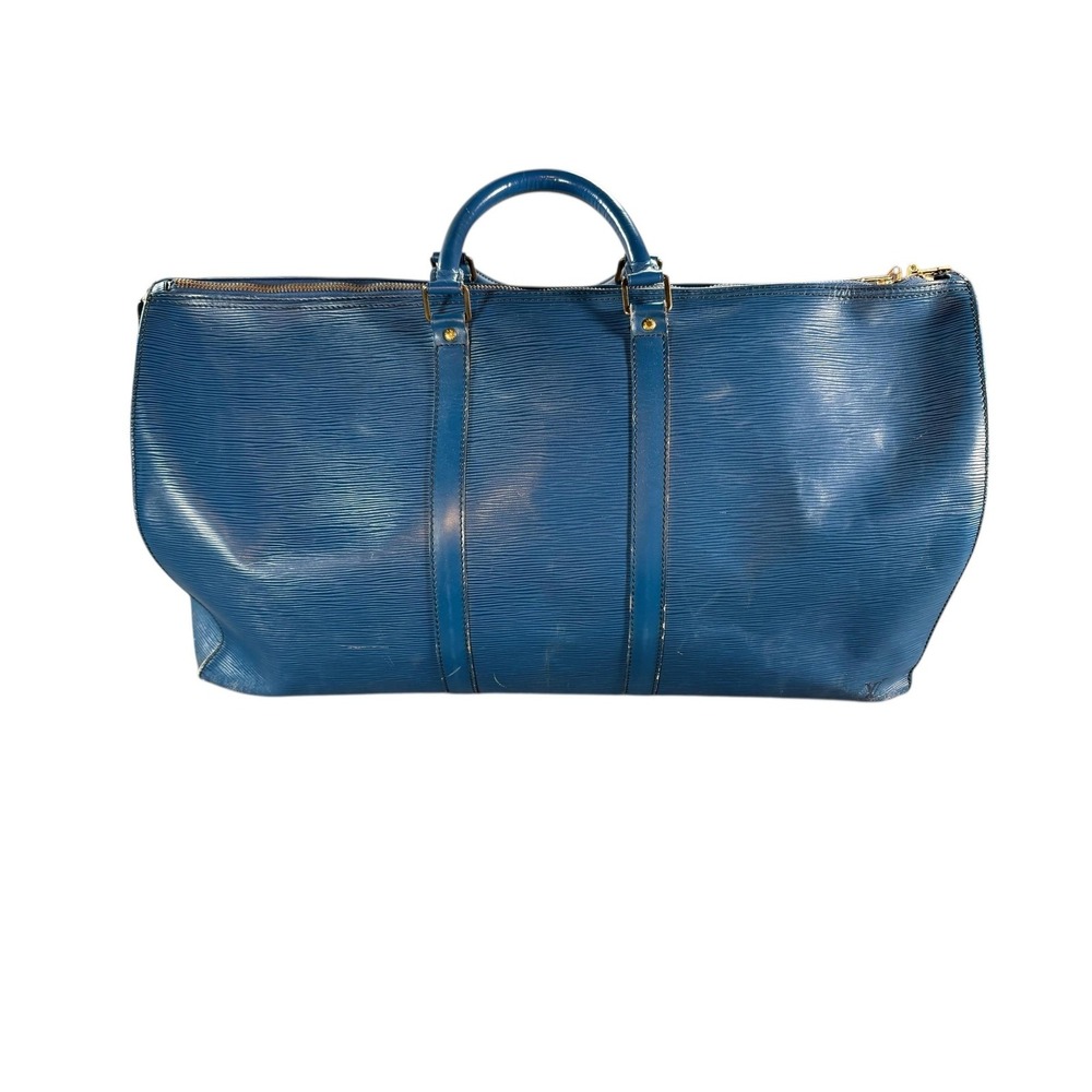 Vintage Louis‎ Vuitton Epi Blue Keepall Travel Duffle Bag Made In France Logo 50 - Picture 8 of 11